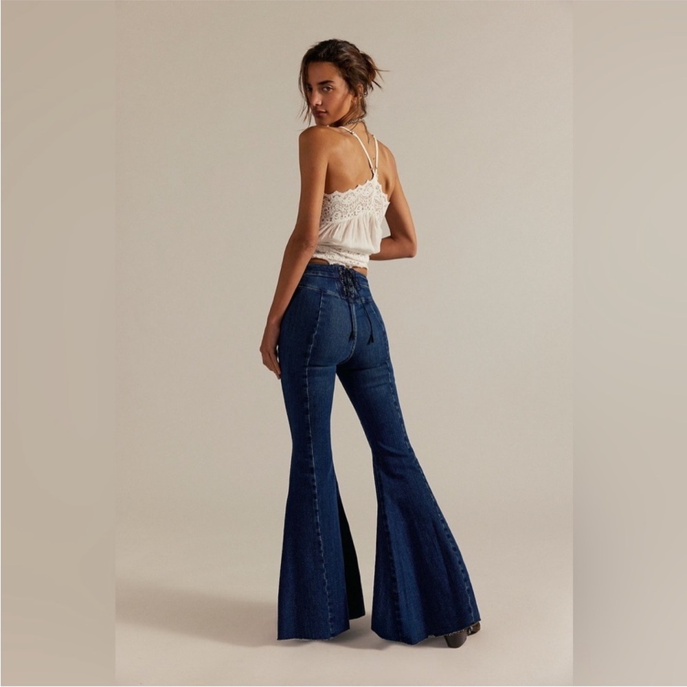 We The Free CRVY Super High-Rise Lace Up Flare Jeans